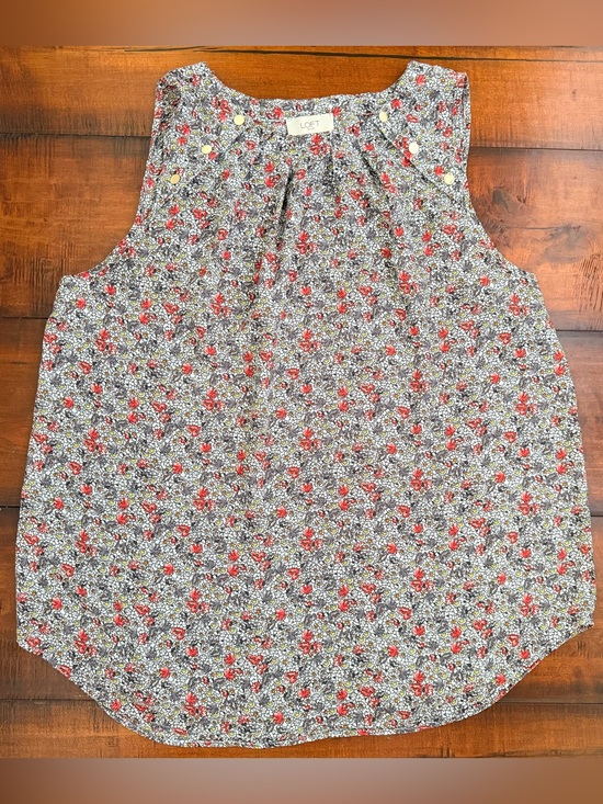 LOFT Tops - LOFT Floral Sleeveless Shell Top - Red, Gray, Pink & Blue